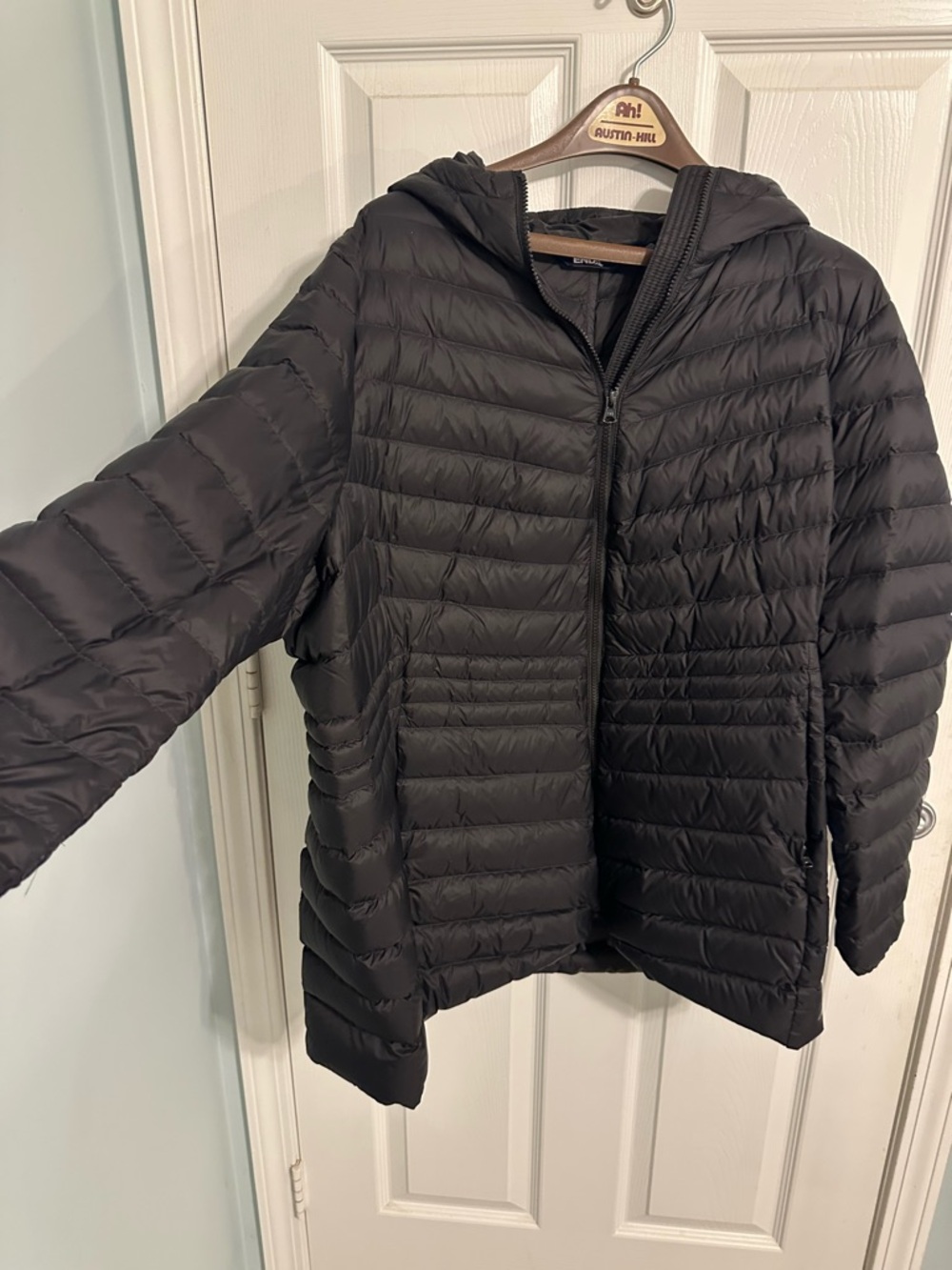 Lands' End Women's Black Quilted Hooded Puffer Jacket